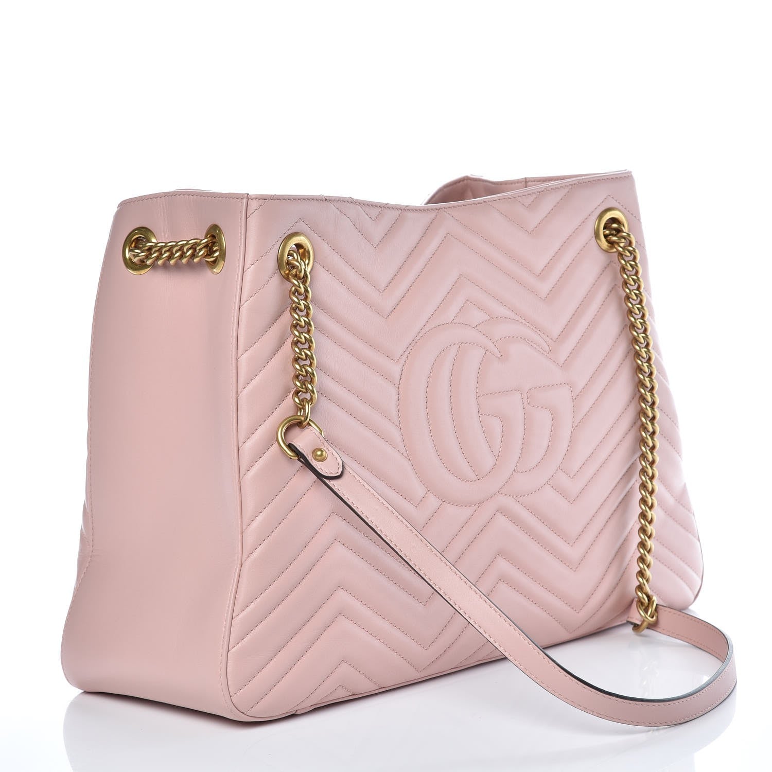 Gucci Calfskin Matelasse Medium GG Marmont Shoulder Tote Bag Perfect Pink 3 of 7