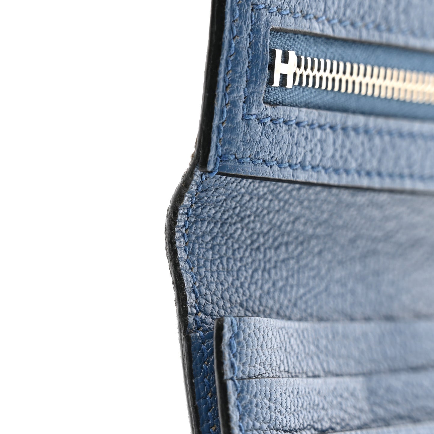 Chevre Mysore Bearn Gusset Wallet Bleu Agate