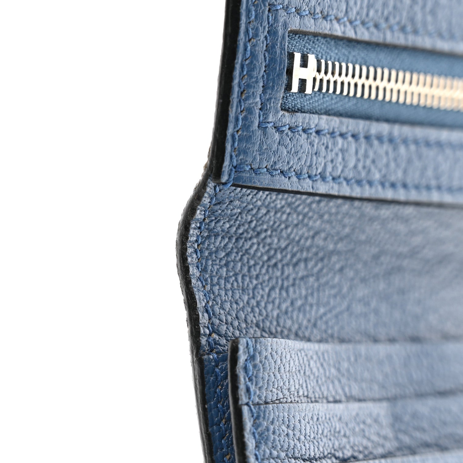 Hermes Chevre Mysore Bearn Gusset Wallet Bleu Agate 8 of 9