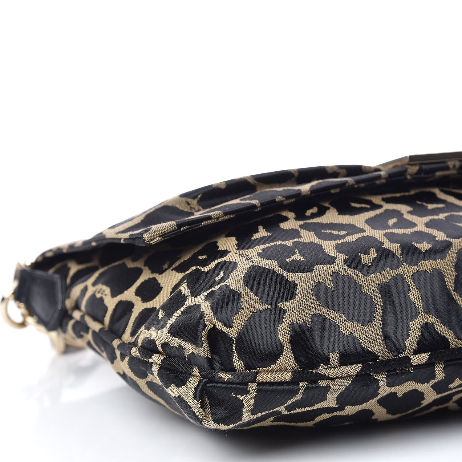 Fendi Jacquard Leopard Print Large Mia Shoulder Flap Taupe Black 5 of 10