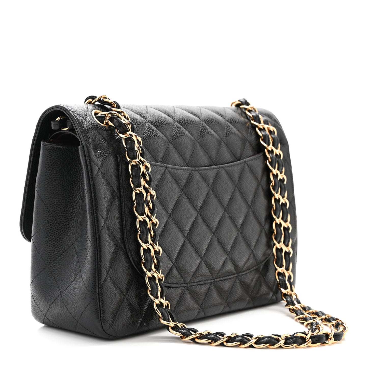 Caviar Quilted Jumbo Double Flap Black