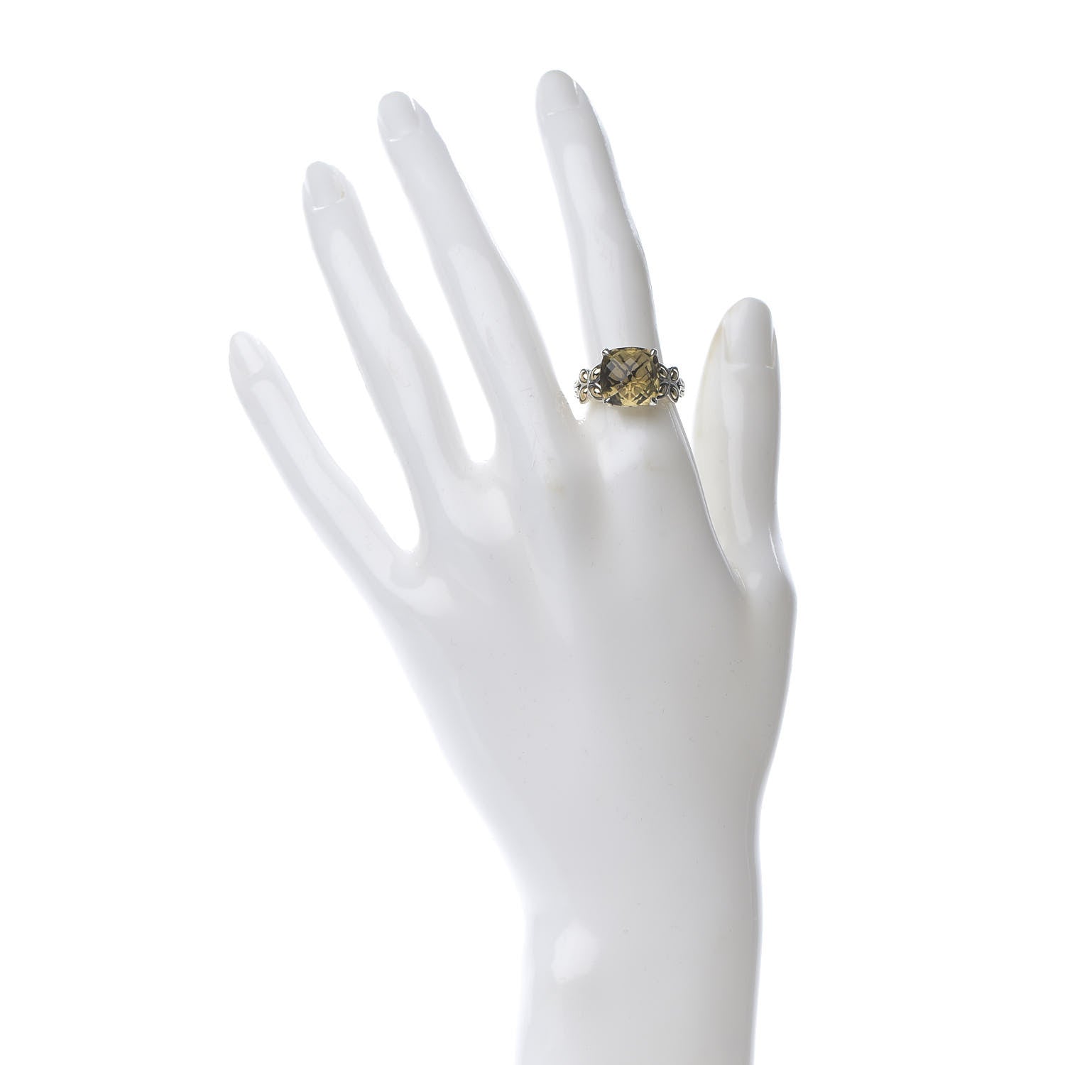 John Hardy Sterling Silver 18K Yellow Gold Olive Quartz Batu Kawung Ring 54 7 2 of 6