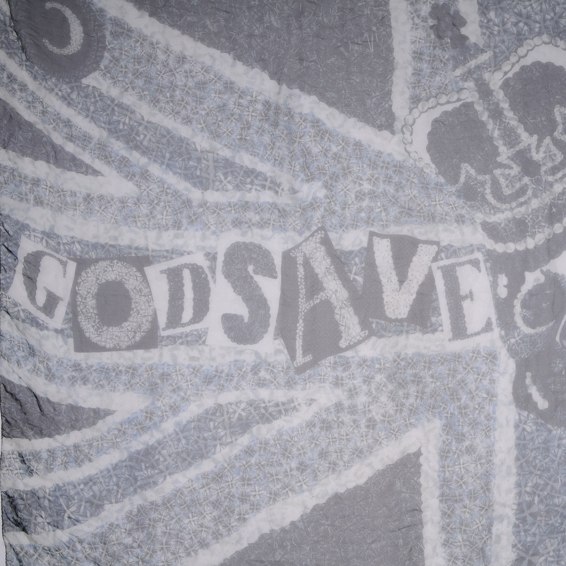 Alexander McQueen Silk Chiffon God Save McQueen Scarf Grey 5 of 8