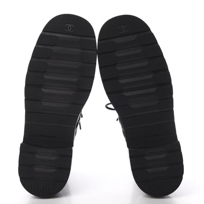 Chanel Shiny Goatskin Calfskin Quilted Lace Up Combat Boots 40 Black 5 of 9