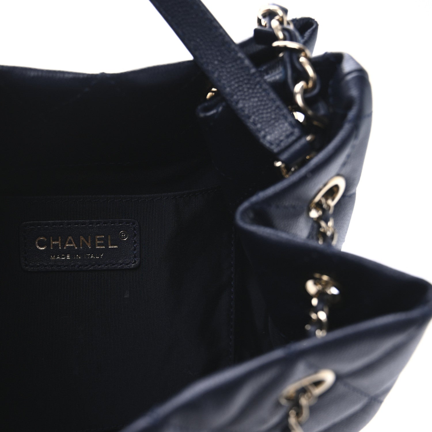 Chanel Caviar Quilted Large Rolled Up Bucket Drawstring Bag Navy 6 of 10