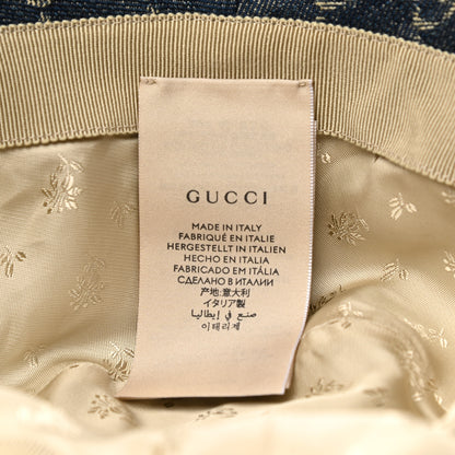 Gucci Washed Jacquard Denim Nappa GG Monogram Oscar Bucket Hat XXL Denim Cuir 9 of 10