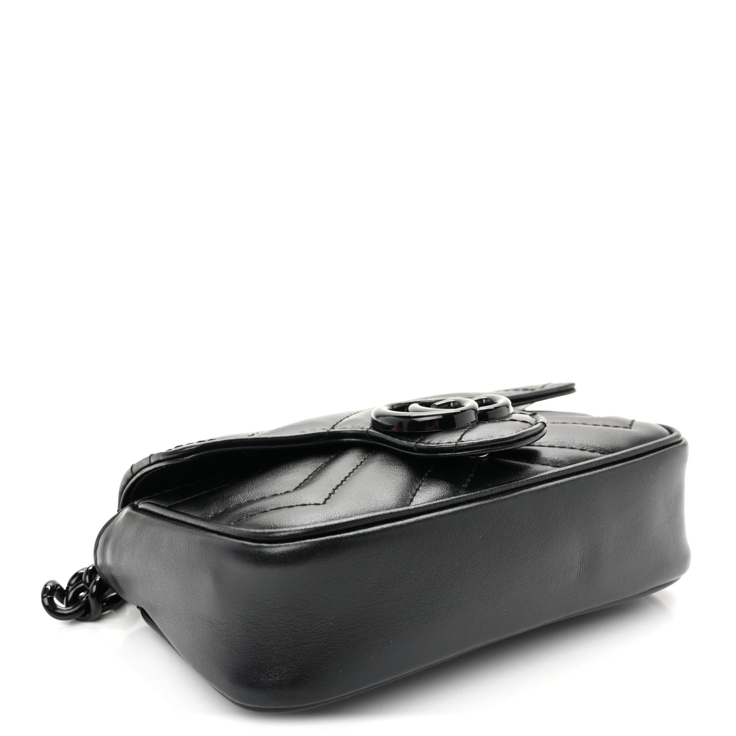 Calfskin Matelasse Monochrome GG Marmont Chain Belt Bag Black