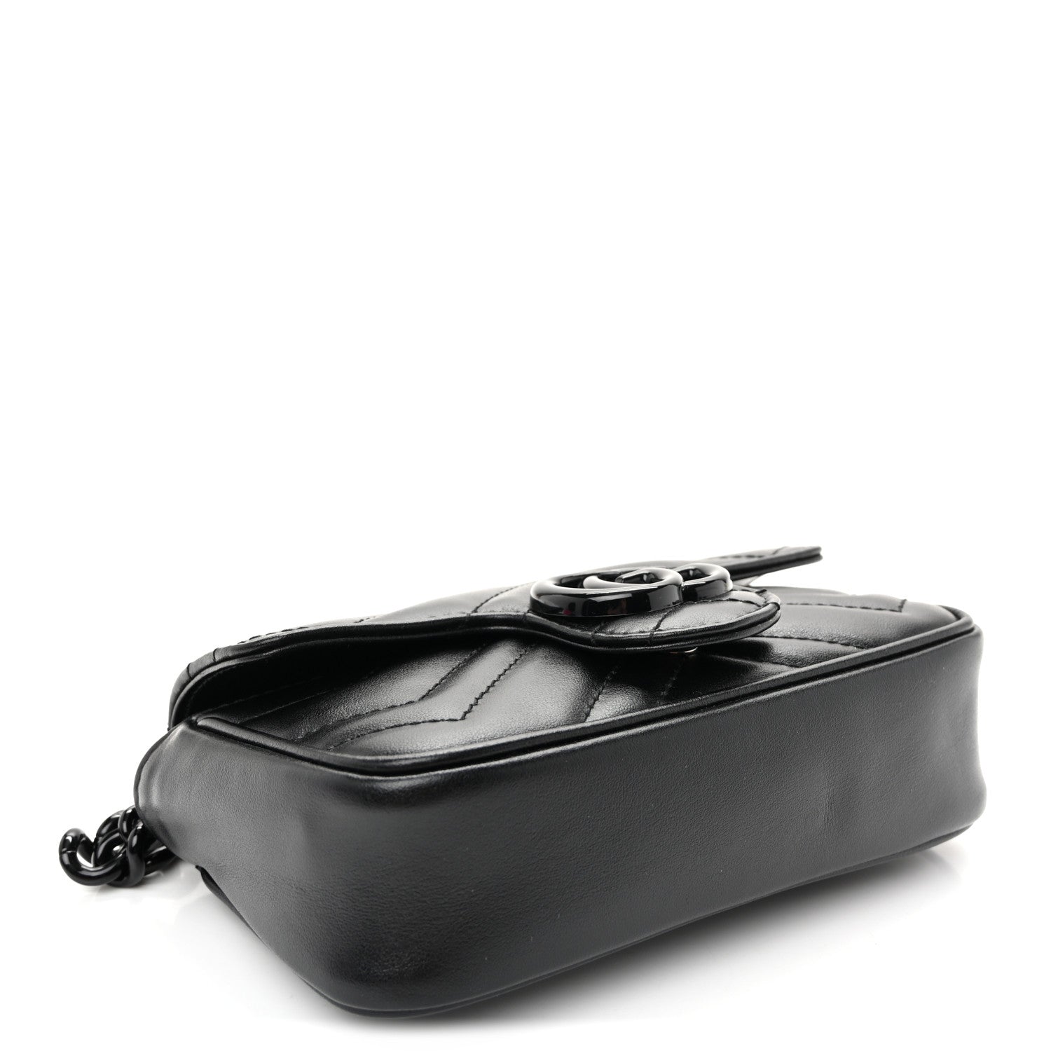 Gucci Calfskin Matelasse Monochrome GG Marmont Chain Belt Bag Black 4 of 10
