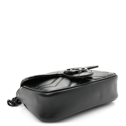 Gucci Calfskin Matelasse Monochrome GG Marmont Chain Belt Bag Black 4 of 10