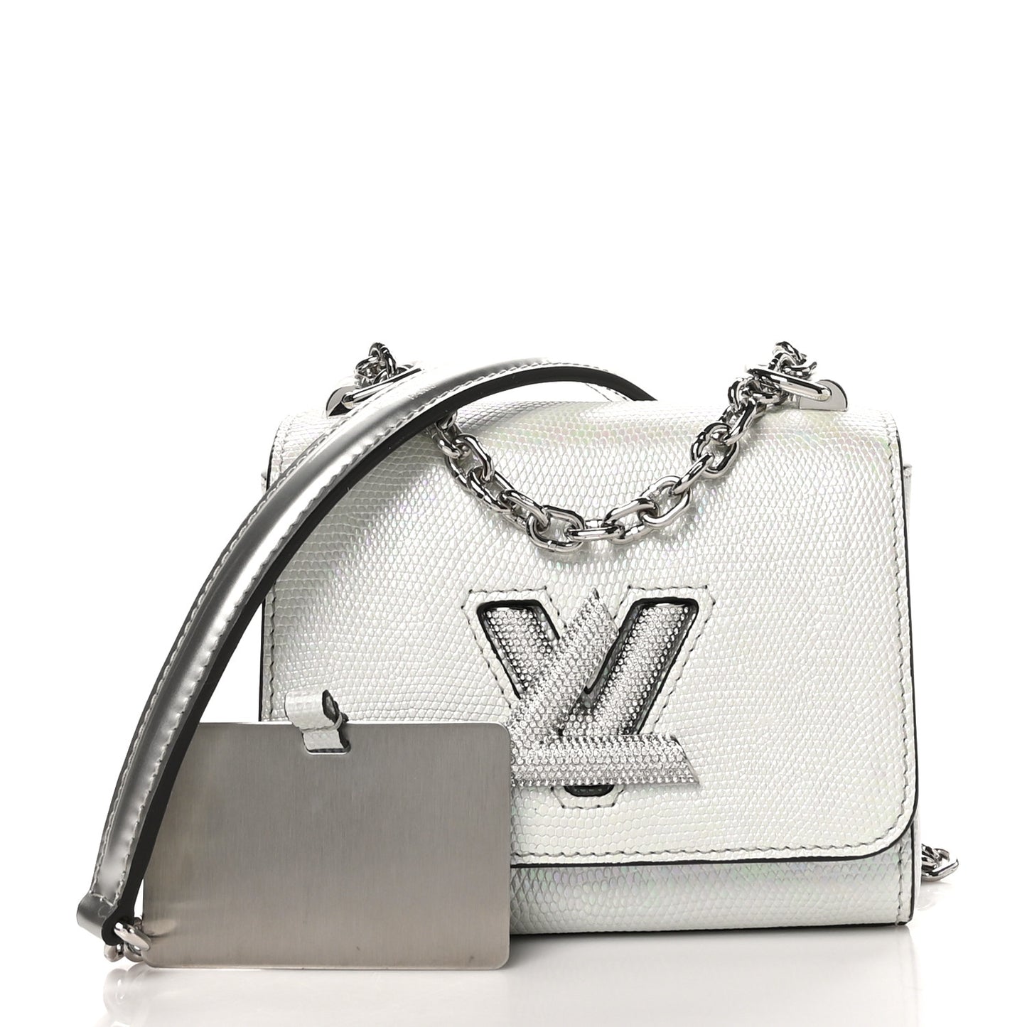 Iridescent Lizard Mini Swarovski Strass Twist Shoulder Bag