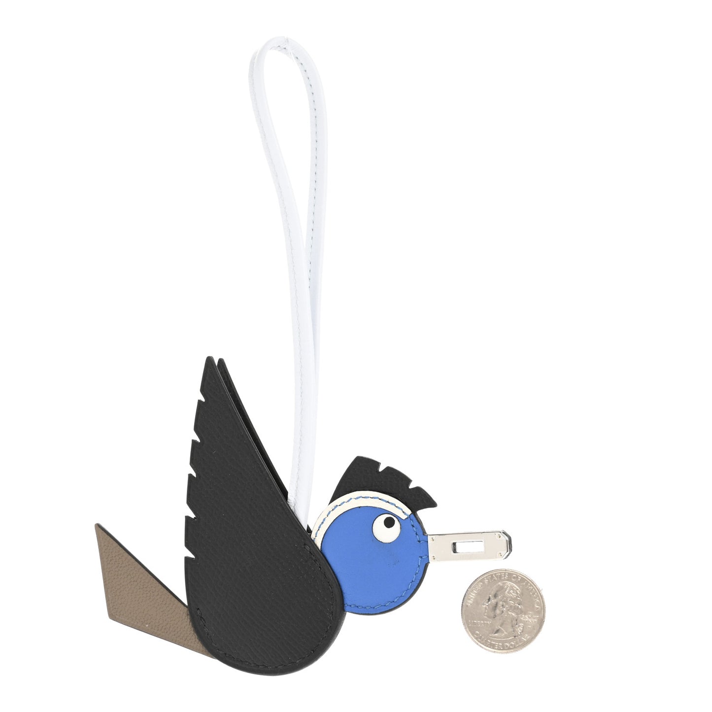 Epsom Swift Chevre Mysore Birdy Bag Charm Black Etoupe Bleu Hydra Bleu Brume