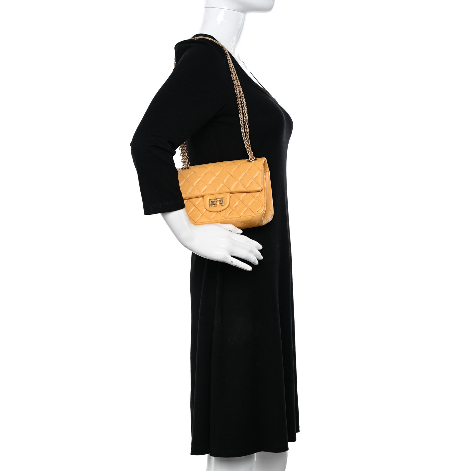 Chanel Aged Calfskin Quilted 2.55 Reissue Mini Flap Yellow 2 of 11
