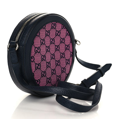 Gucci Monogram Multicolor Textured Calfskin Retro Interlocking G Round Shoulder Bag Pink Blue 2 of 5