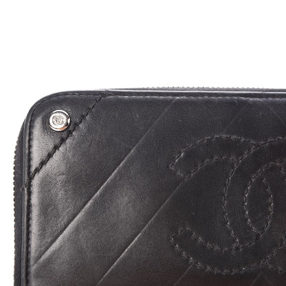 Chanel Lambskin Chevron Quilted CC Zip Around Wallet Black 14 of 14