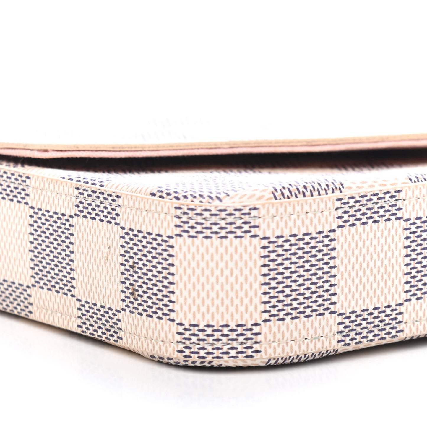 Damier Azur Pochette Felicie Chain Wallet Rose Ballerine