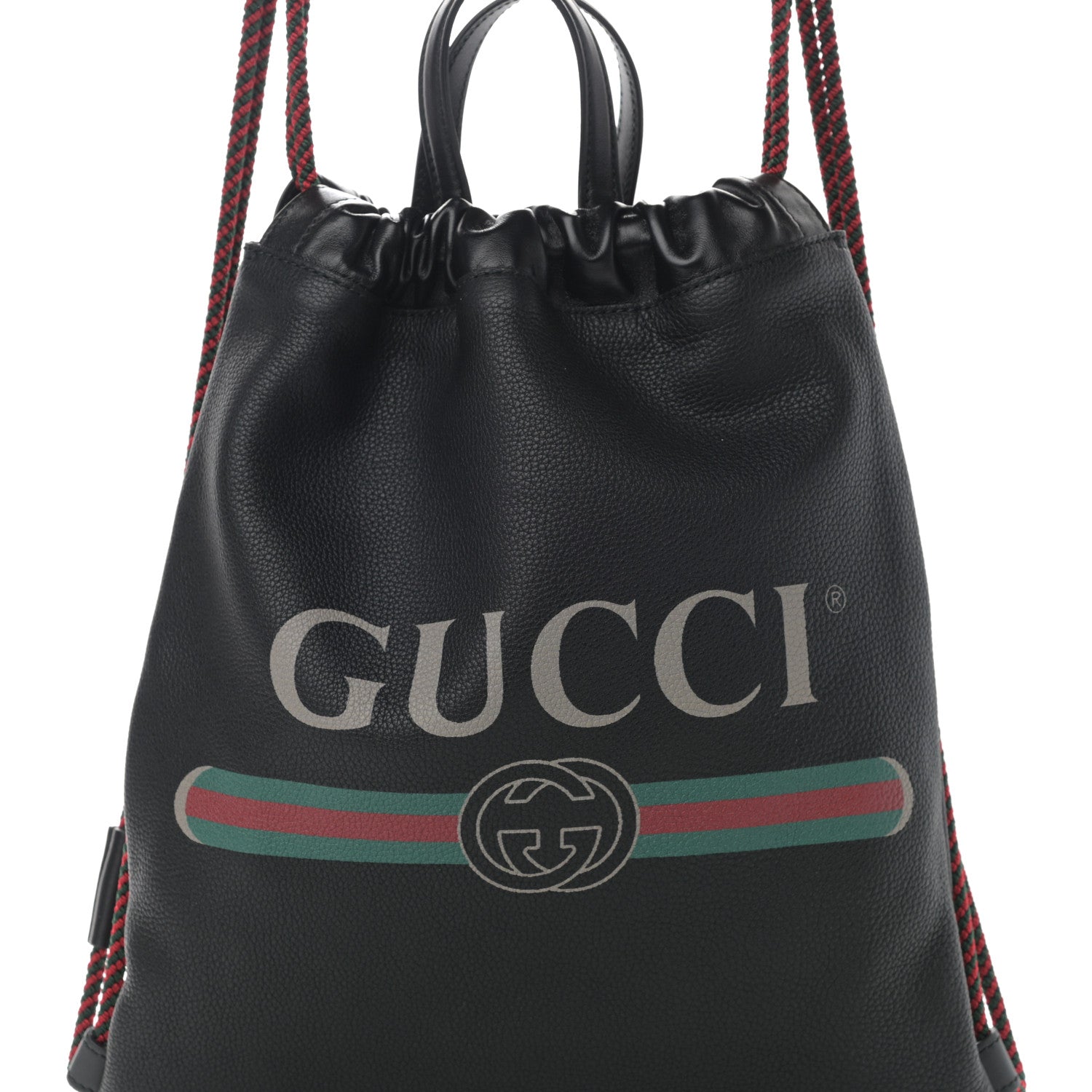 Gucci Calfskin Logo Drawstring Backpack Black 9 of 15