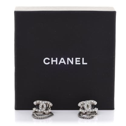 Chanel Crystal Chain CC Earrings Silver 5 of 5