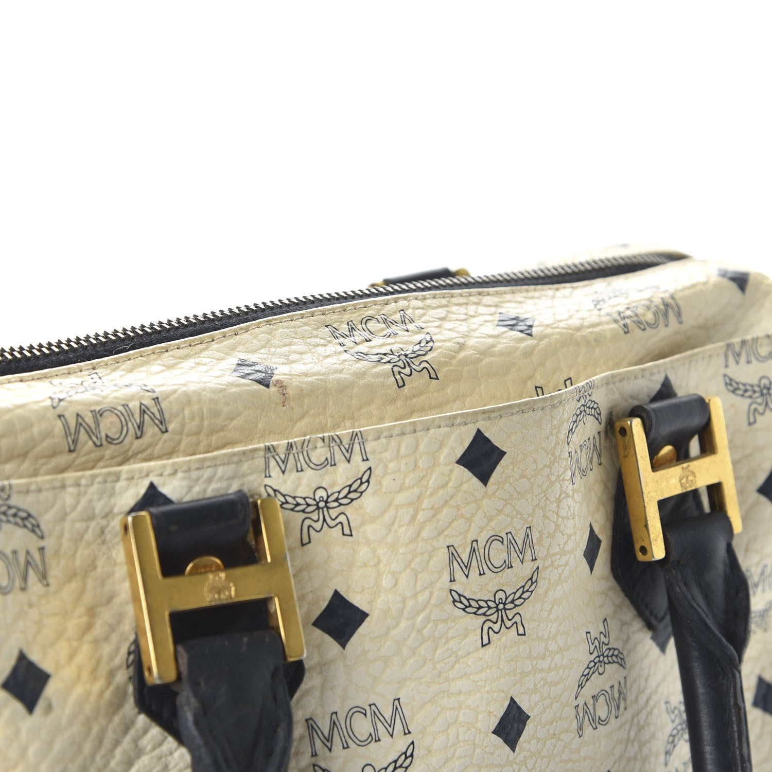 MCM Visetos Essential Boston Bag White 12 of 14