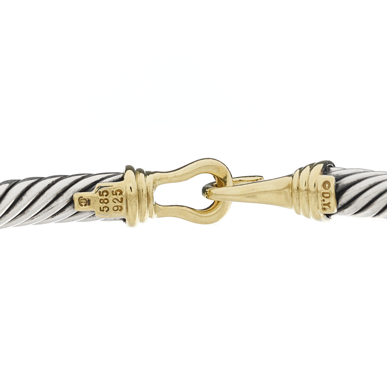 David Yurman Sterling Silver 14K Yellow Gold 5mm Cable Buckle Bracelet 3 of 3