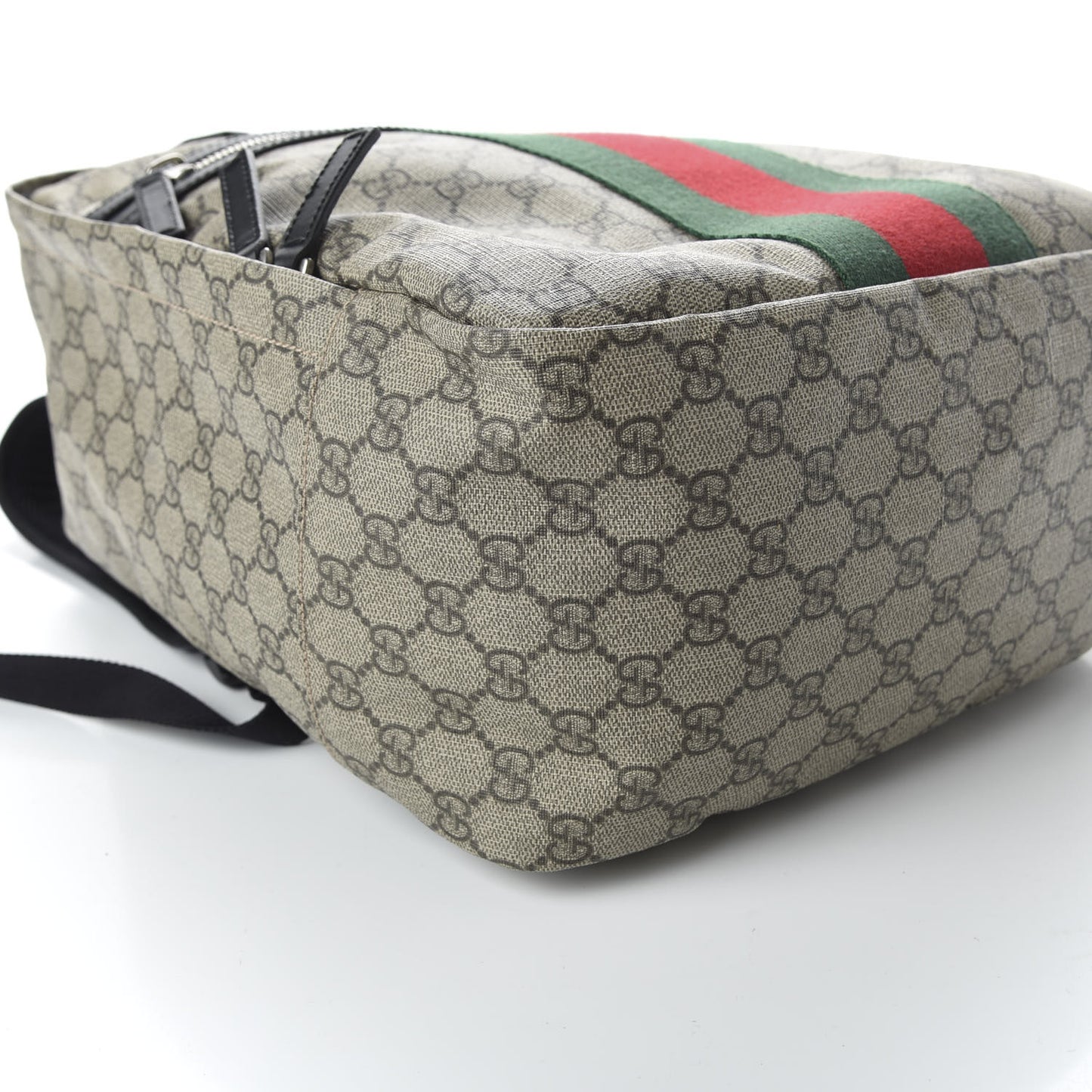 Soft GG Supreme Monogram Appia Calfskin Web Tote Backpack Beige Ebony Black