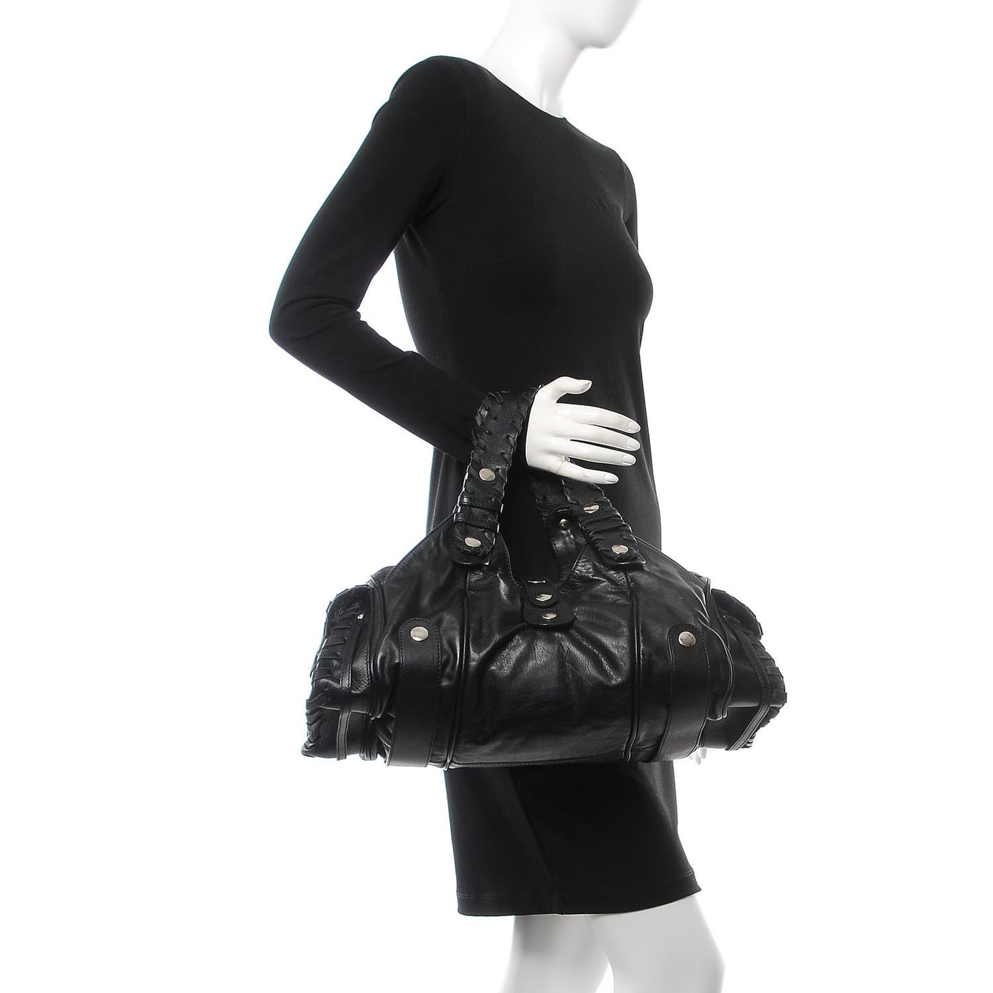 Calfskin Silverado Shoulder Bag Black