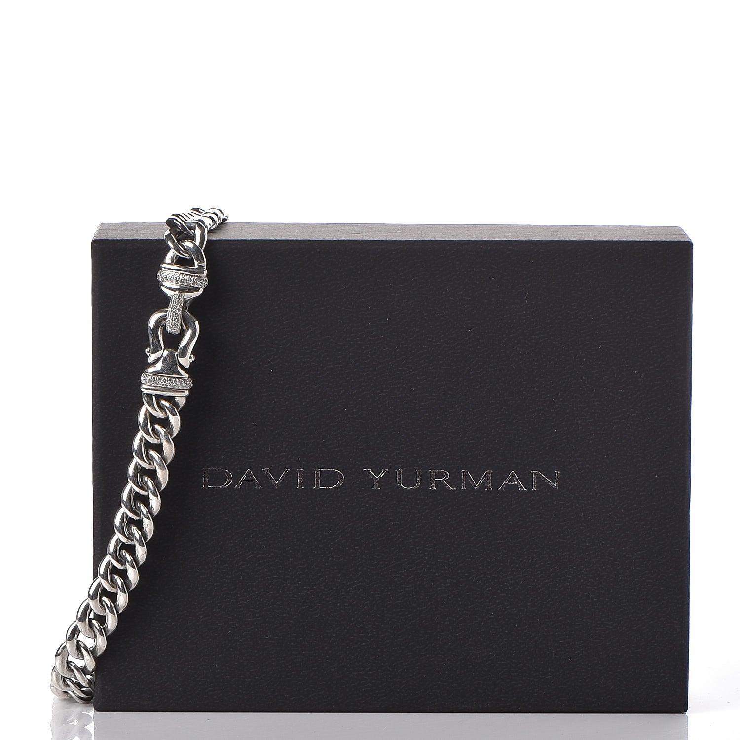 David Yurman Sterling Silver Diamond Buckle Chain Necklace 6 of 6