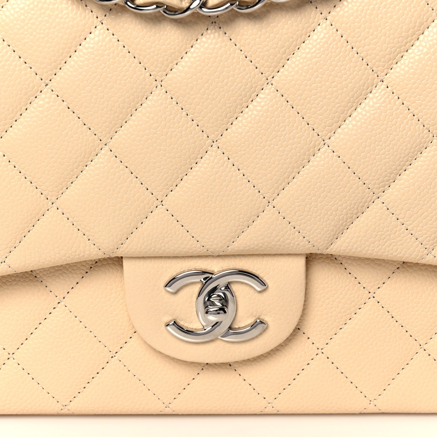 Chanel Caviar Quilted Maxi Double Flap Light Beige 8 of 11