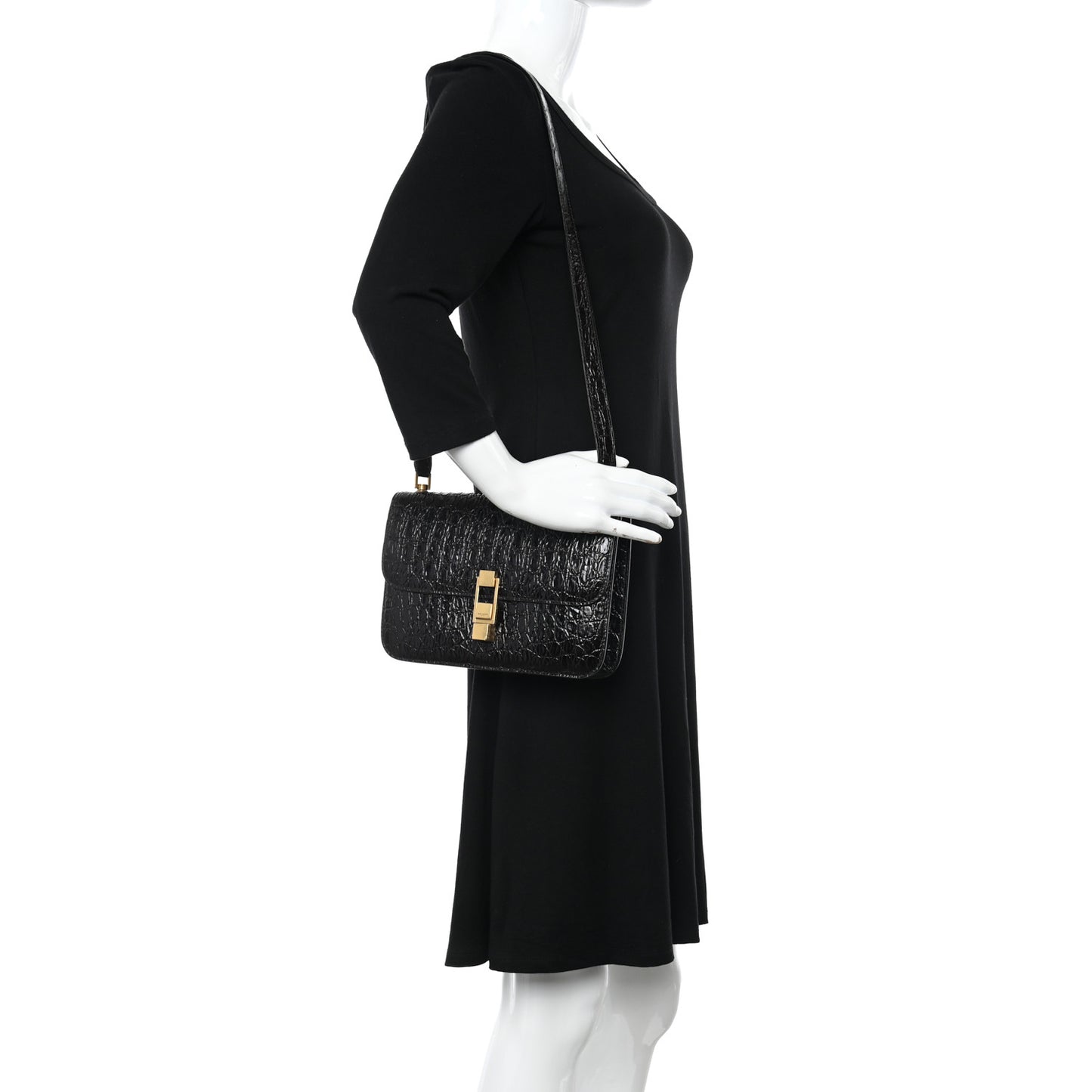 Embossed Calfskin Carre Satchel Brown