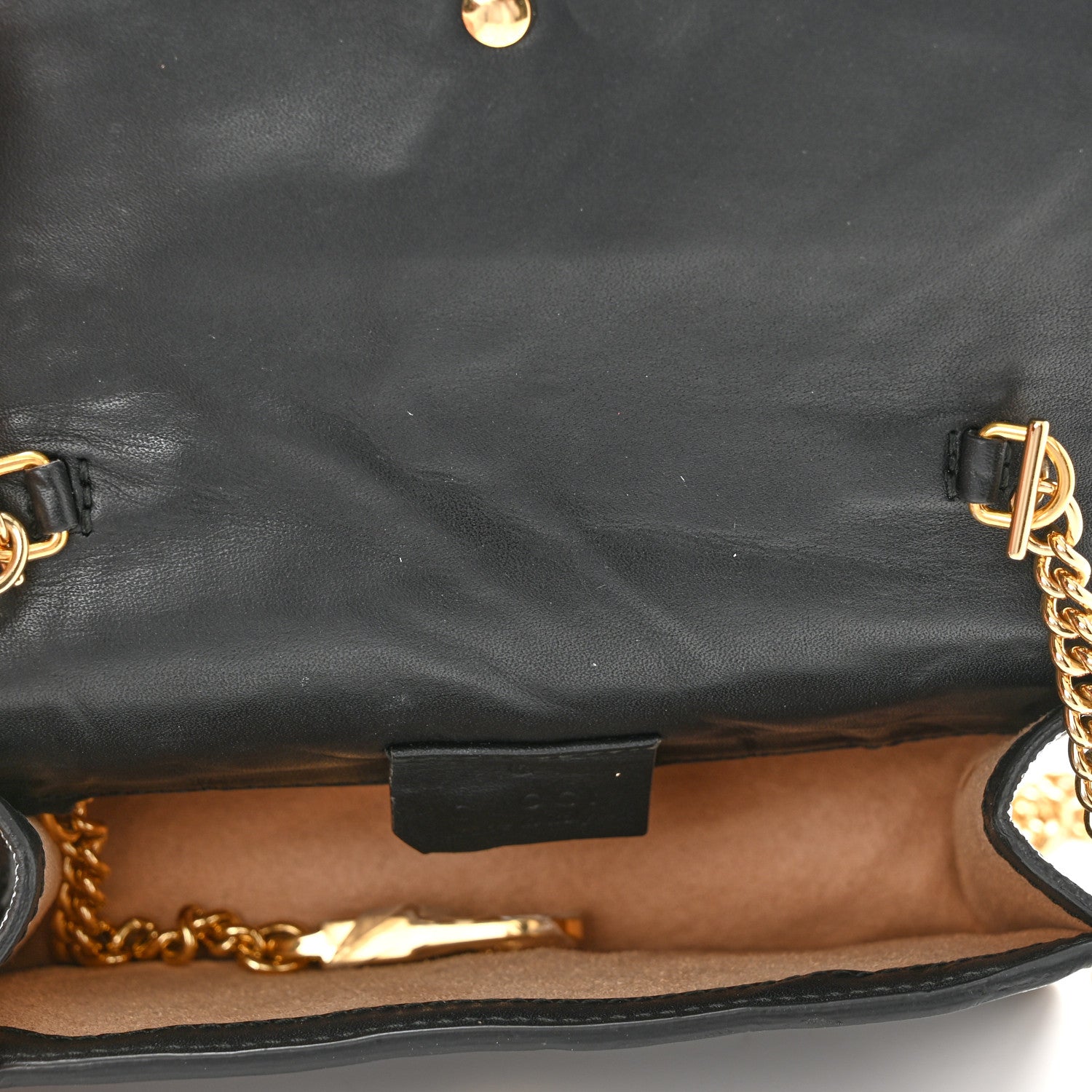 Gucci Calfskin Embroidered Super Mini Chain Shoulder Sylvie Shoulder Bag Black 5 of 10