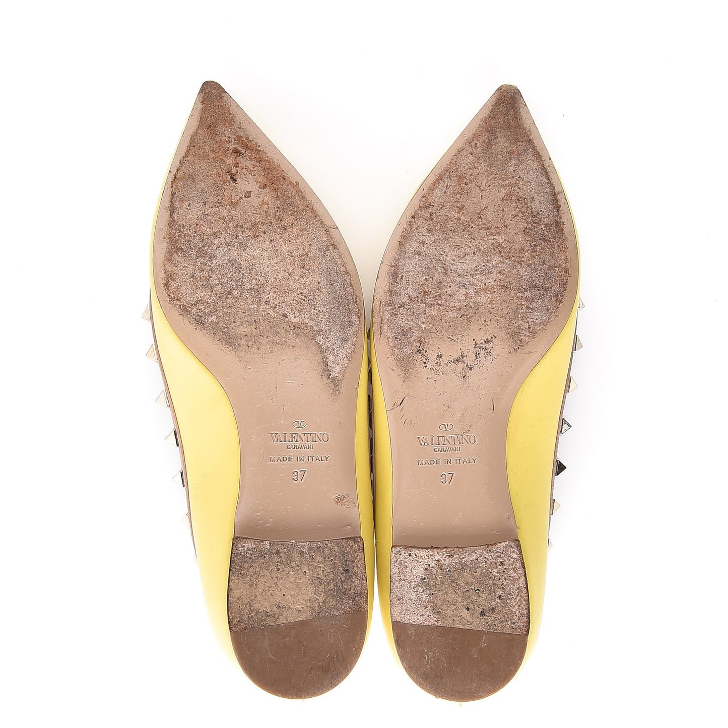 Nappa Rockstud Ballerina Flats 37 Naples Yellow Poudre