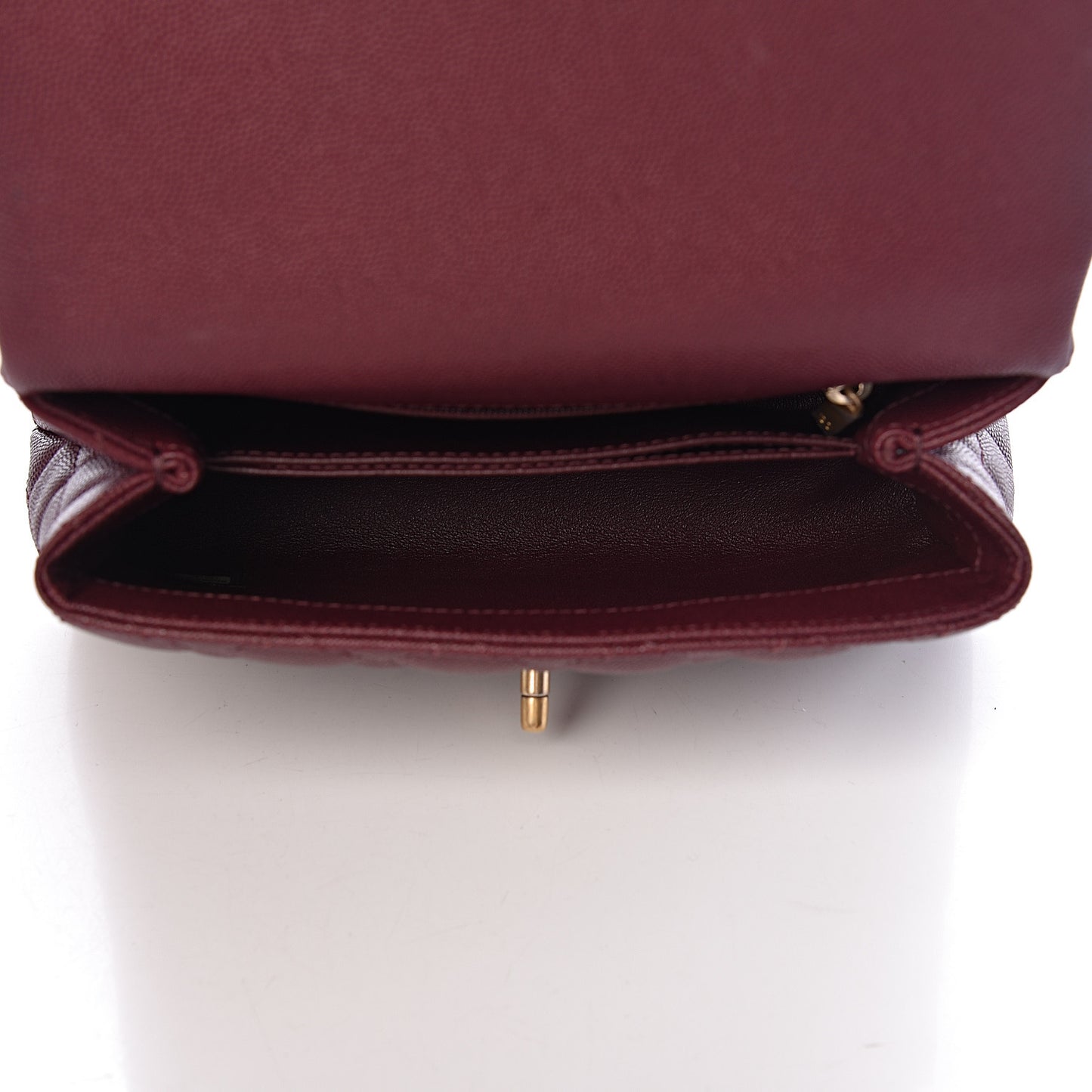 Caviar Lizard Quilted Mini Coco Handle Flap Burgundy