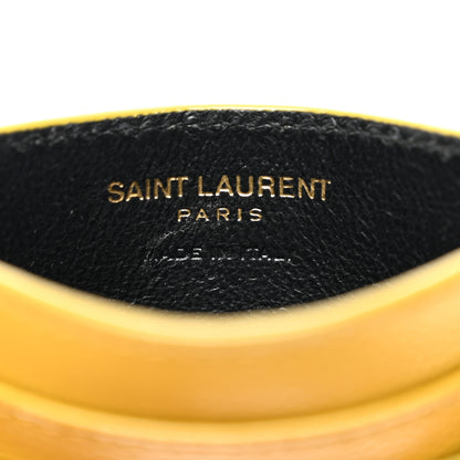 Saint Laurent Grain De Poudre Matelasse Chevron Monogram Credit Card Case Light Chartreuse 6 of 7