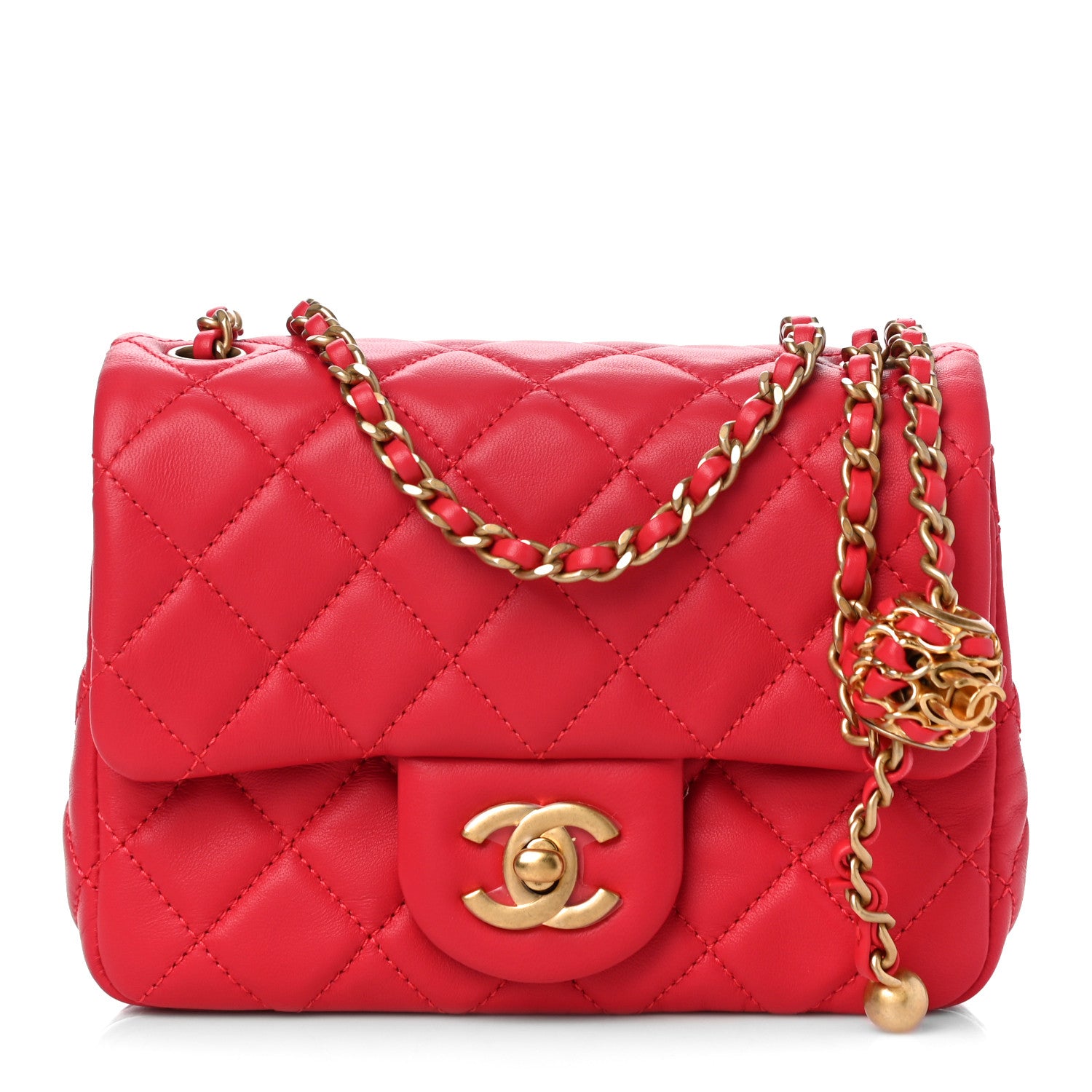 Chanel Lambskin Quilted Mini Pearl Crush Flap Red 1 of 10