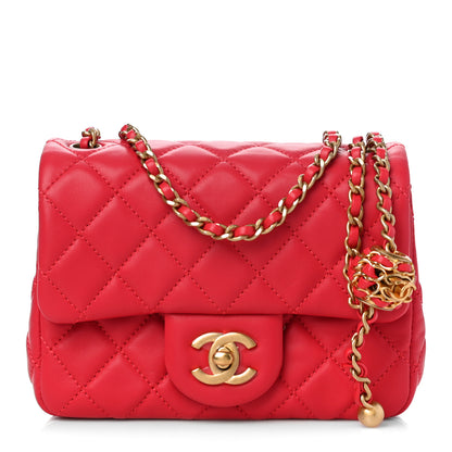 Chanel Lambskin Quilted Mini Pearl Crush Flap Red 1 of 10