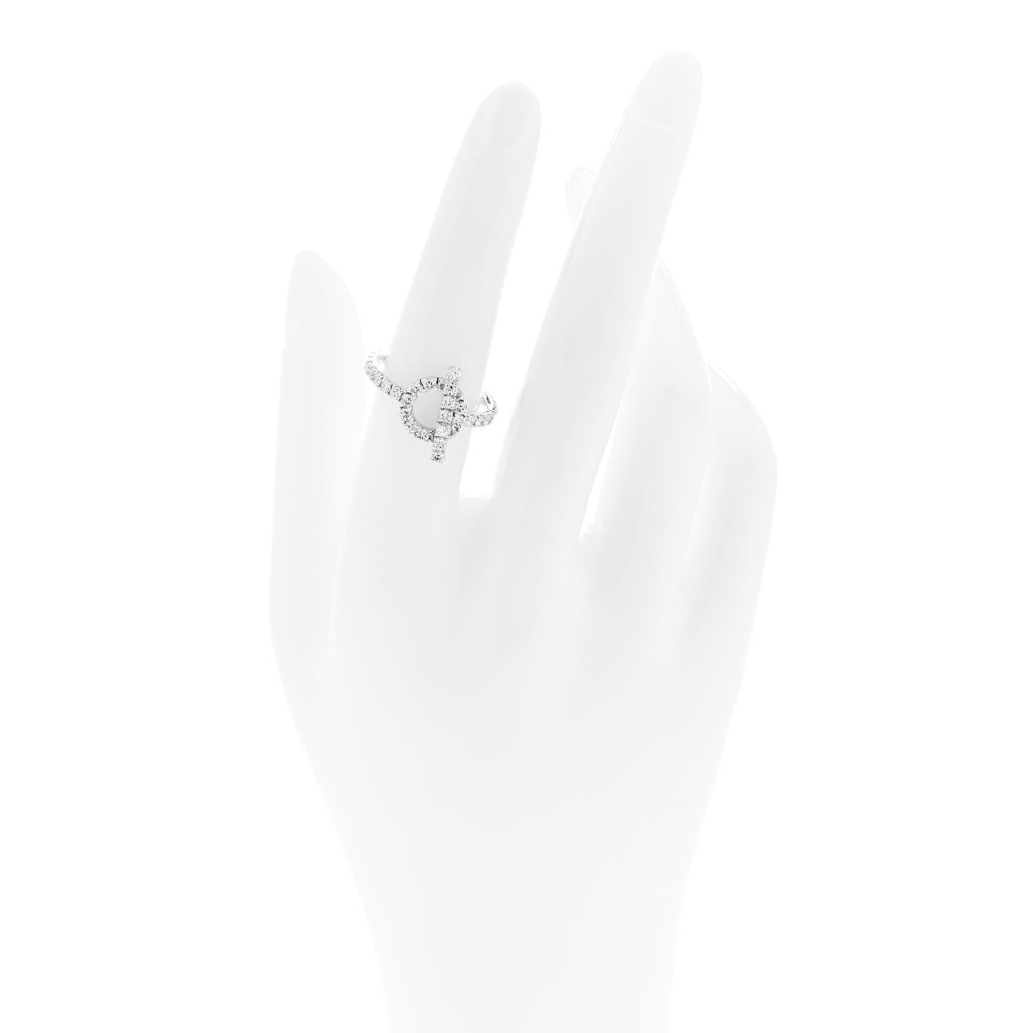 Hermes 18K White Gold Diamond Finesse Ring 54 6.75 2 of 7