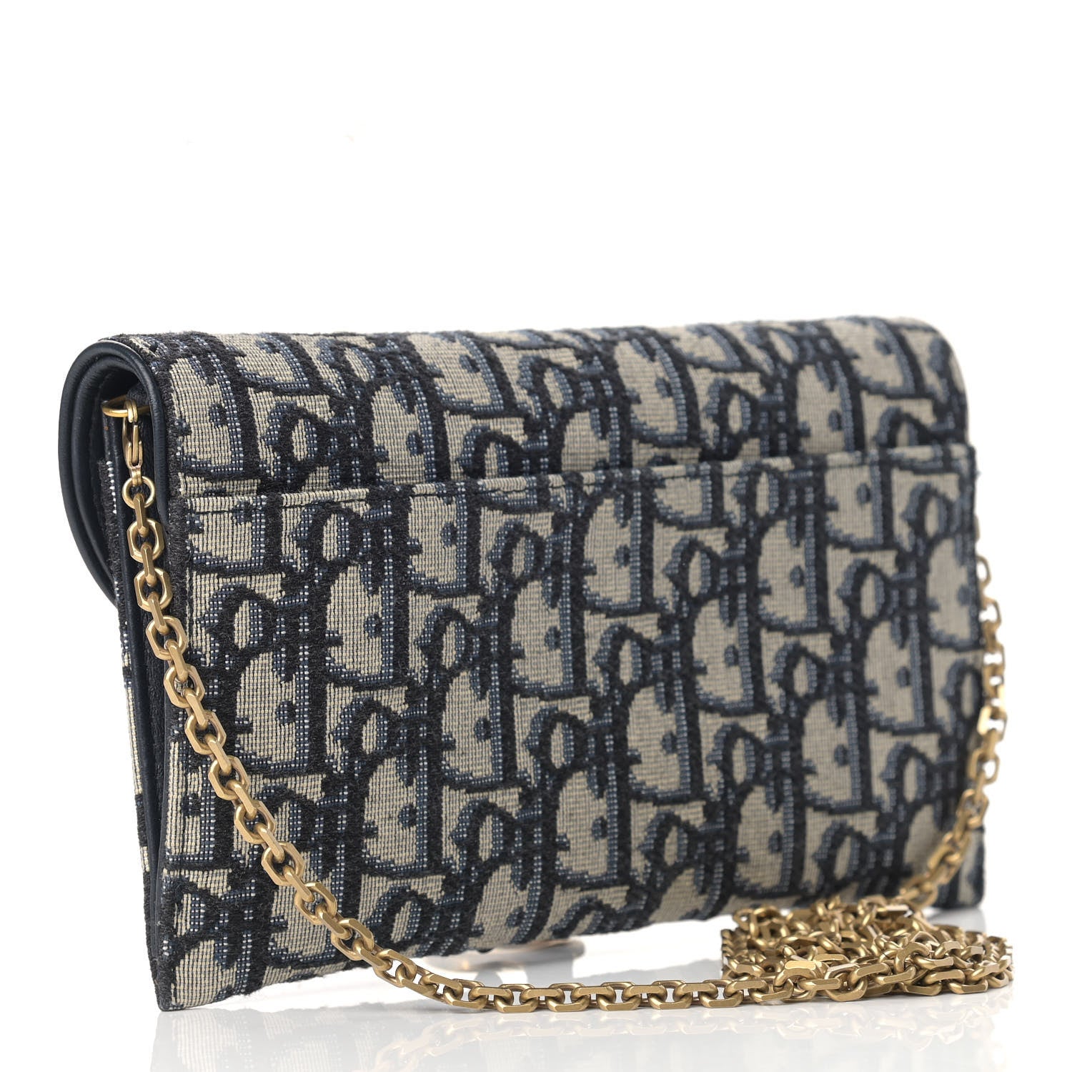 Christian Dior Oblique Saddle Chain Long Wallet Blue 4 of 14