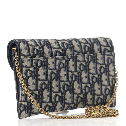Christian Dior Oblique Saddle Chain Long Wallet Blue 4 of 14