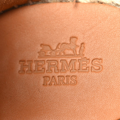 Hermes Calfskin Tipoli Espadrille Wedge Sandals 37 Gold 7 of 8
