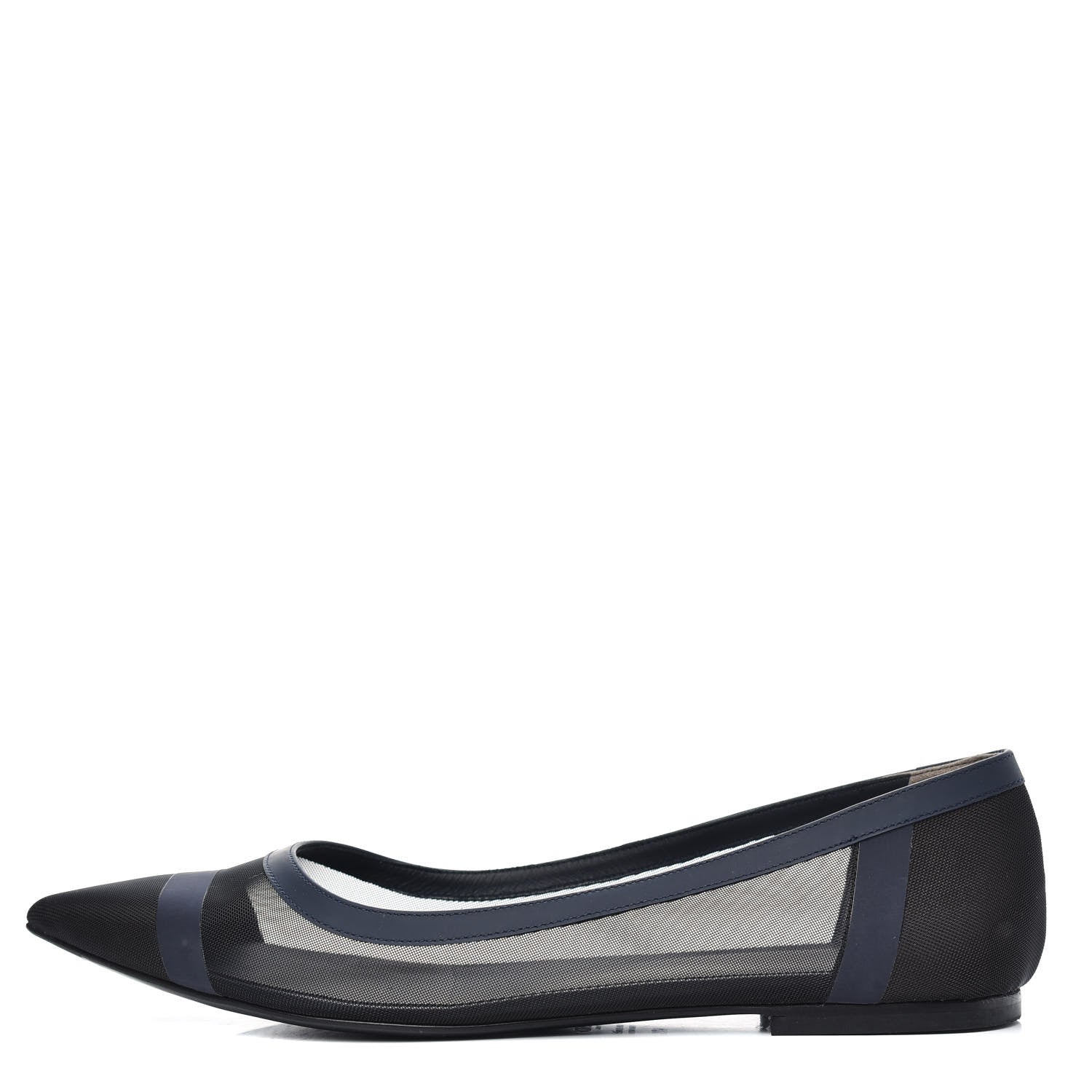 Fendi Mesh Skimmer Ballerina Flats 41.5 Navy Black 1 of 8