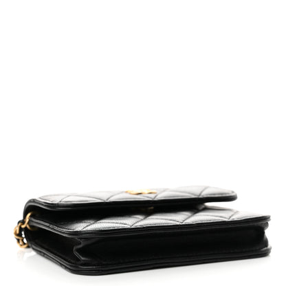 Chanel Lambskin Quilted Pearl Crush Clutch With Chain Black 4 of 15