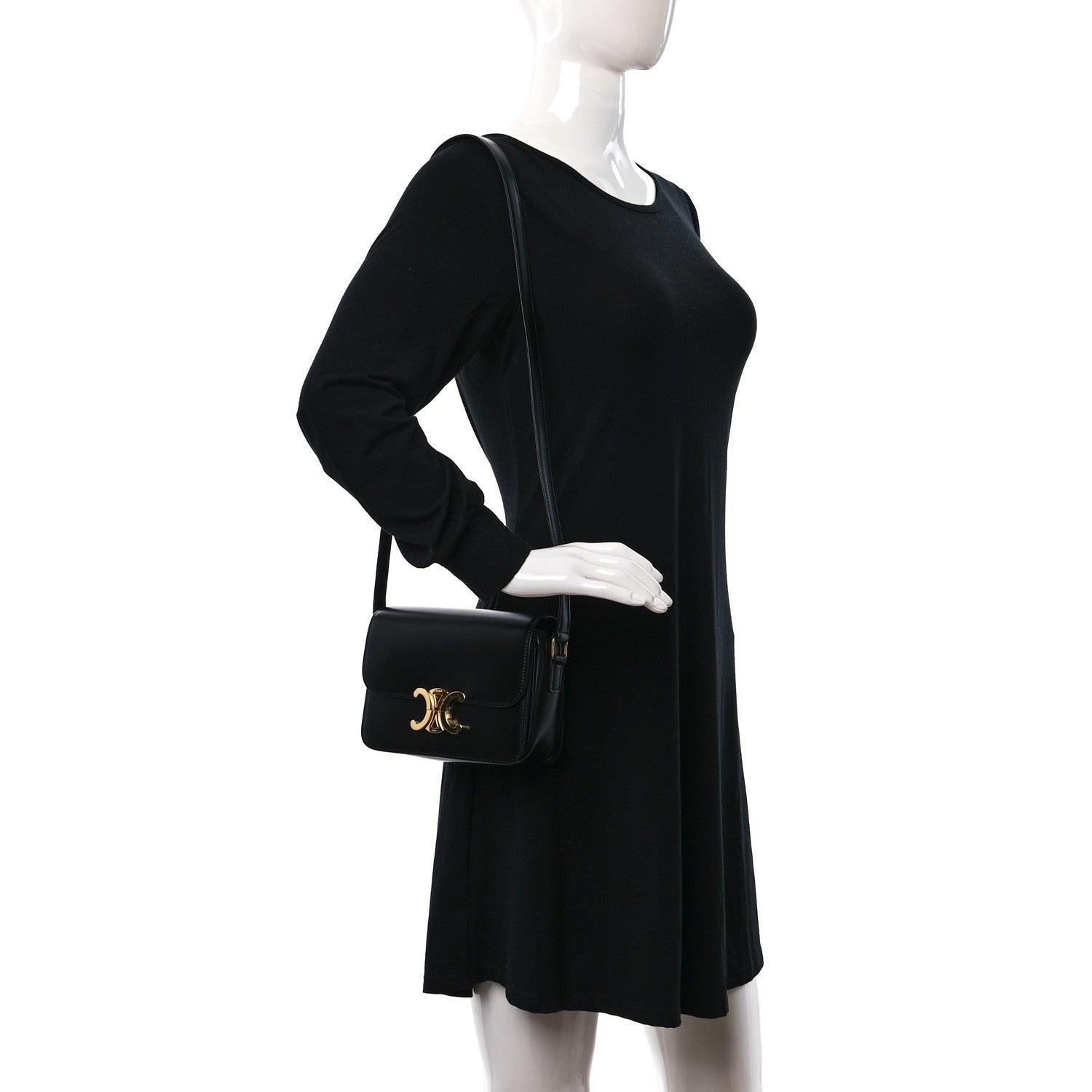 Celine Shiny Calfskin Teen Triomphe Black 2 of 10