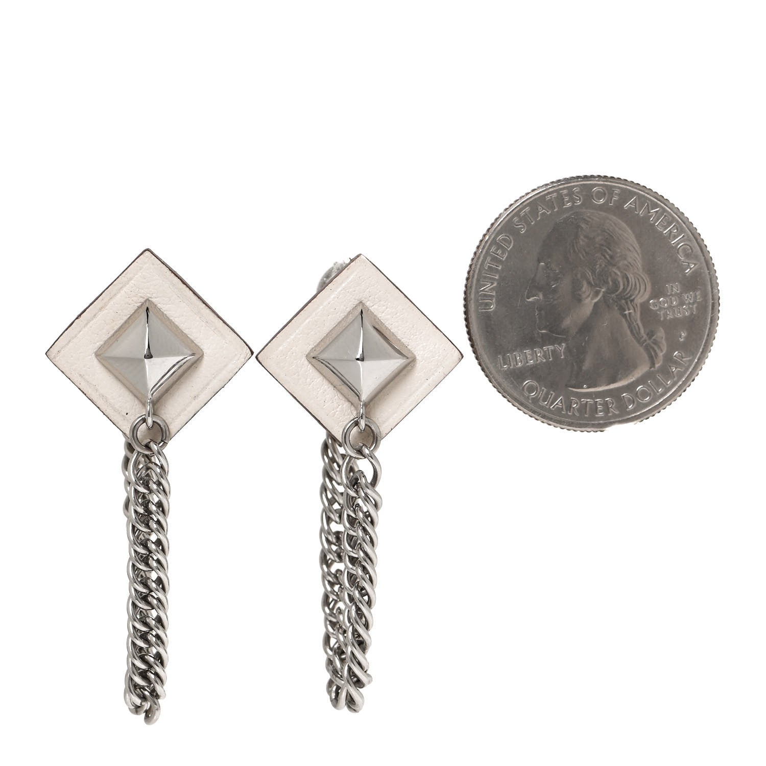 Hermes Palladium Swift Gourmette Equestre Earrings Craie 2 of 4