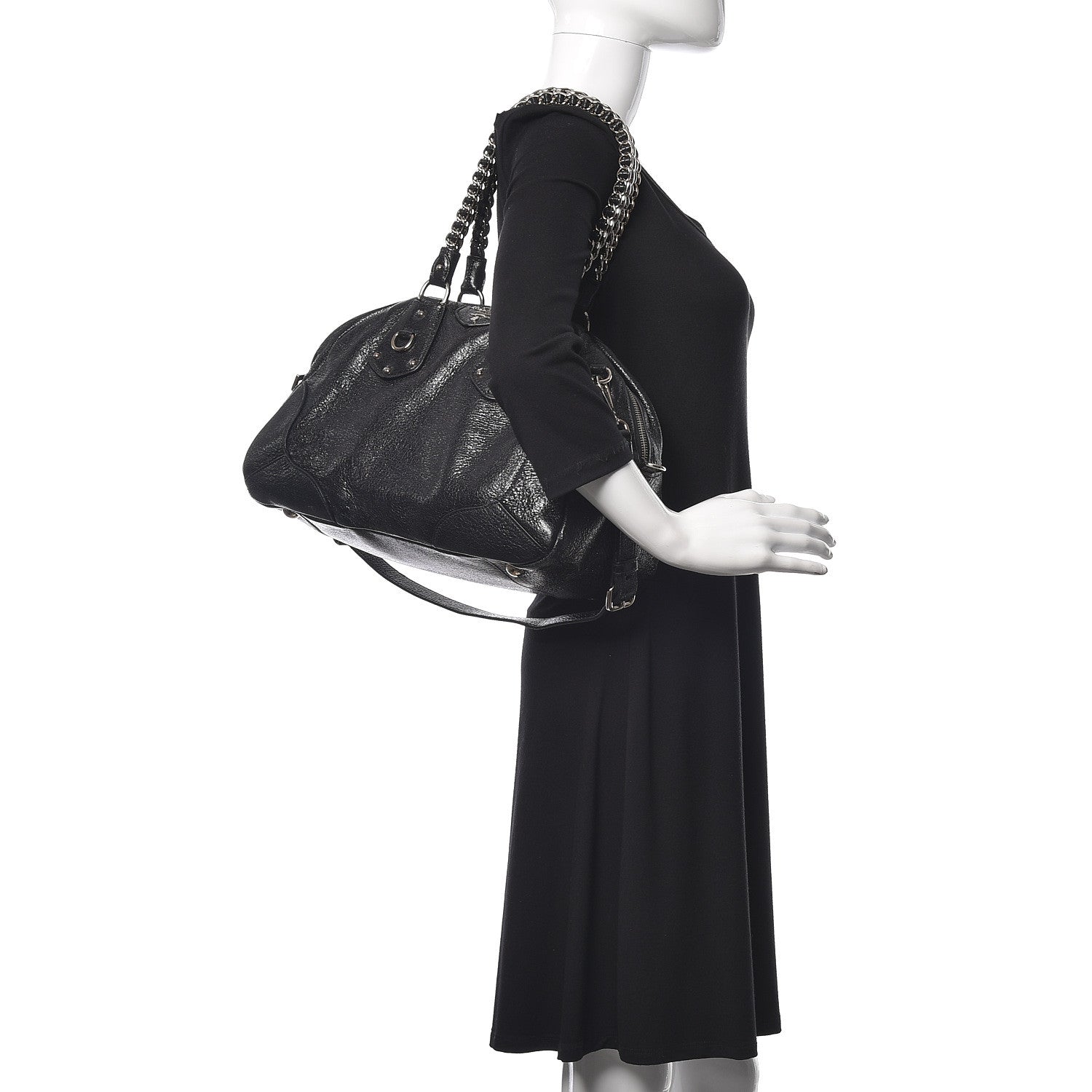 Prada Cervo Lux Chain Shoulder Bag Black 2 of 14