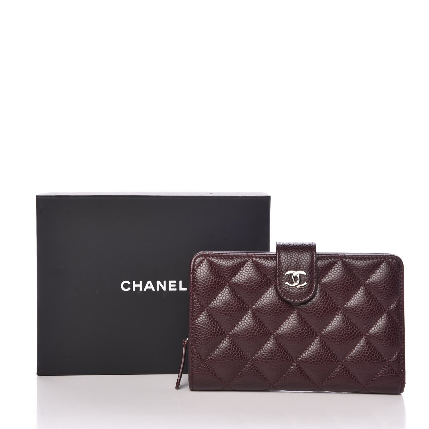 Chanel Caviar Quilted Zipped Pocket Wallet Dark Purple 10 of 10