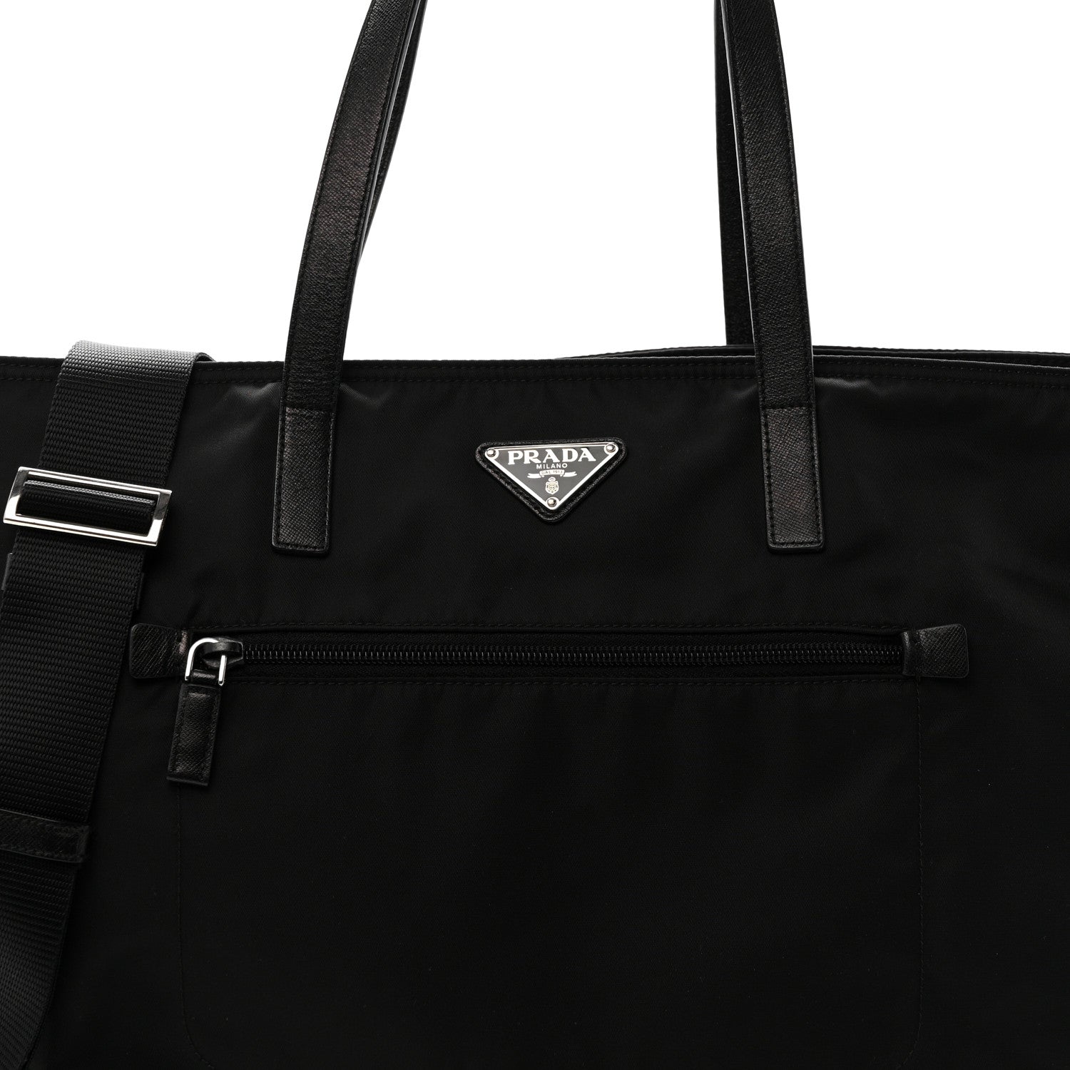 Prada Tessuto Nylon Vela Saffiano Tote Black 8 of 14