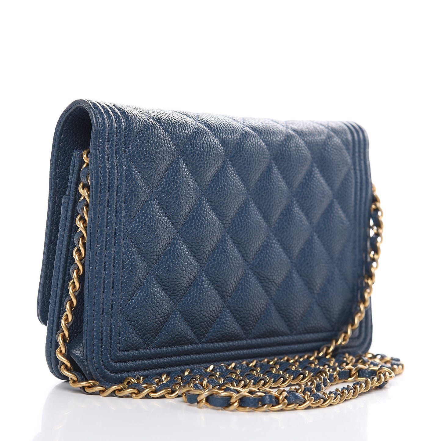 Caviar Quilted Boy Wallet On Chain WOC Blue