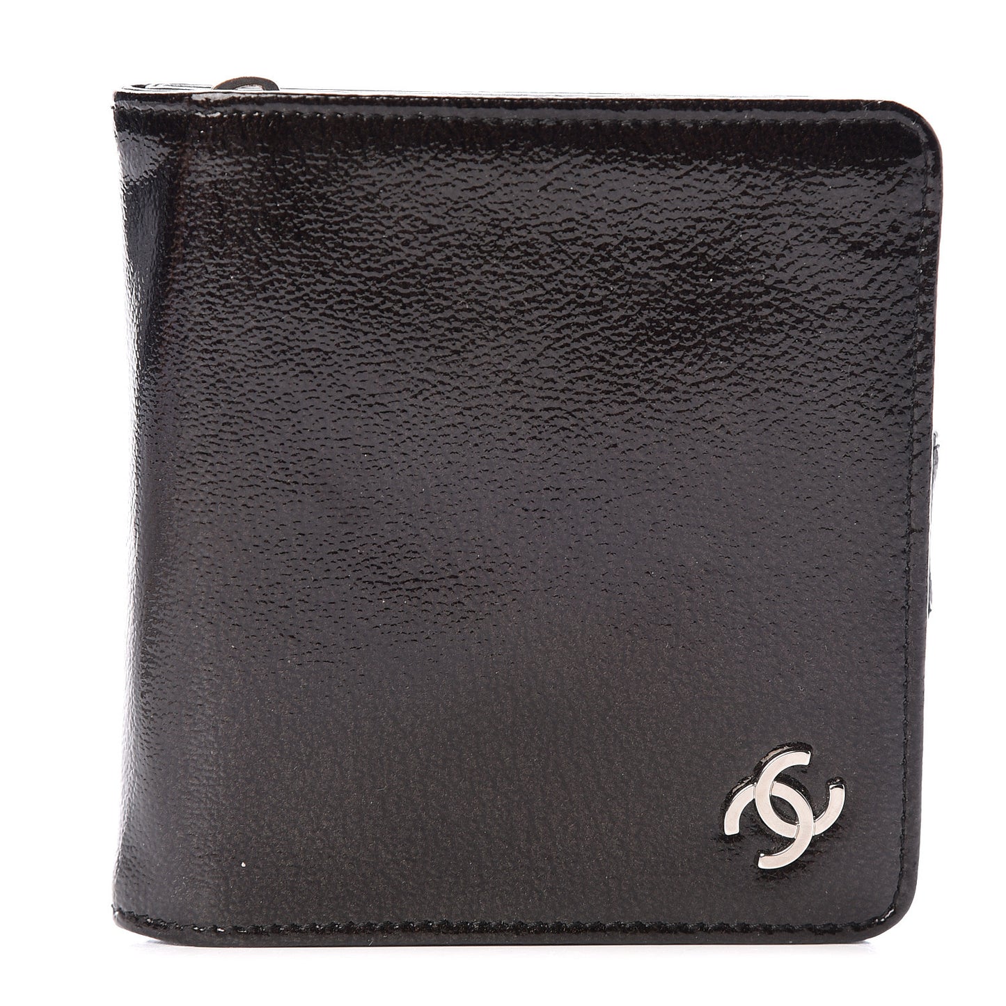 Patent Goatskin Compact French Wallet Brown