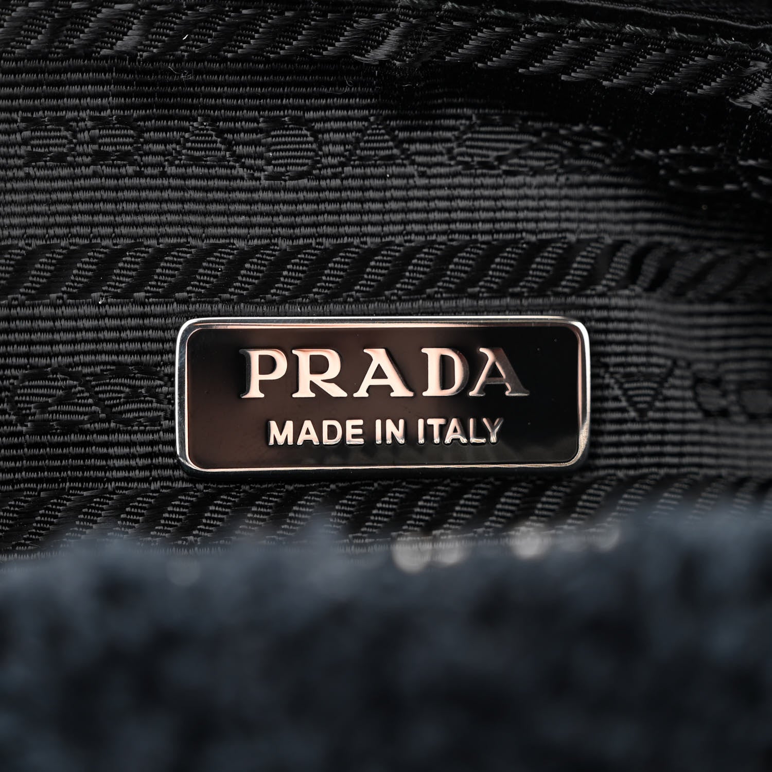 Prada Terry Cloth Triangle Shoulder Bag Black White 6 of 9