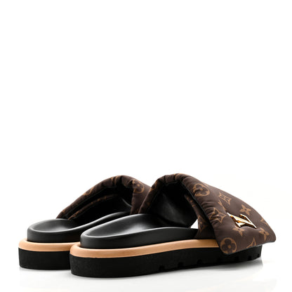 Louis Vuitton Nylon Monogram LV Pool Pillow Flat Comfort Mule 37 Cacao Brown 4 of 10