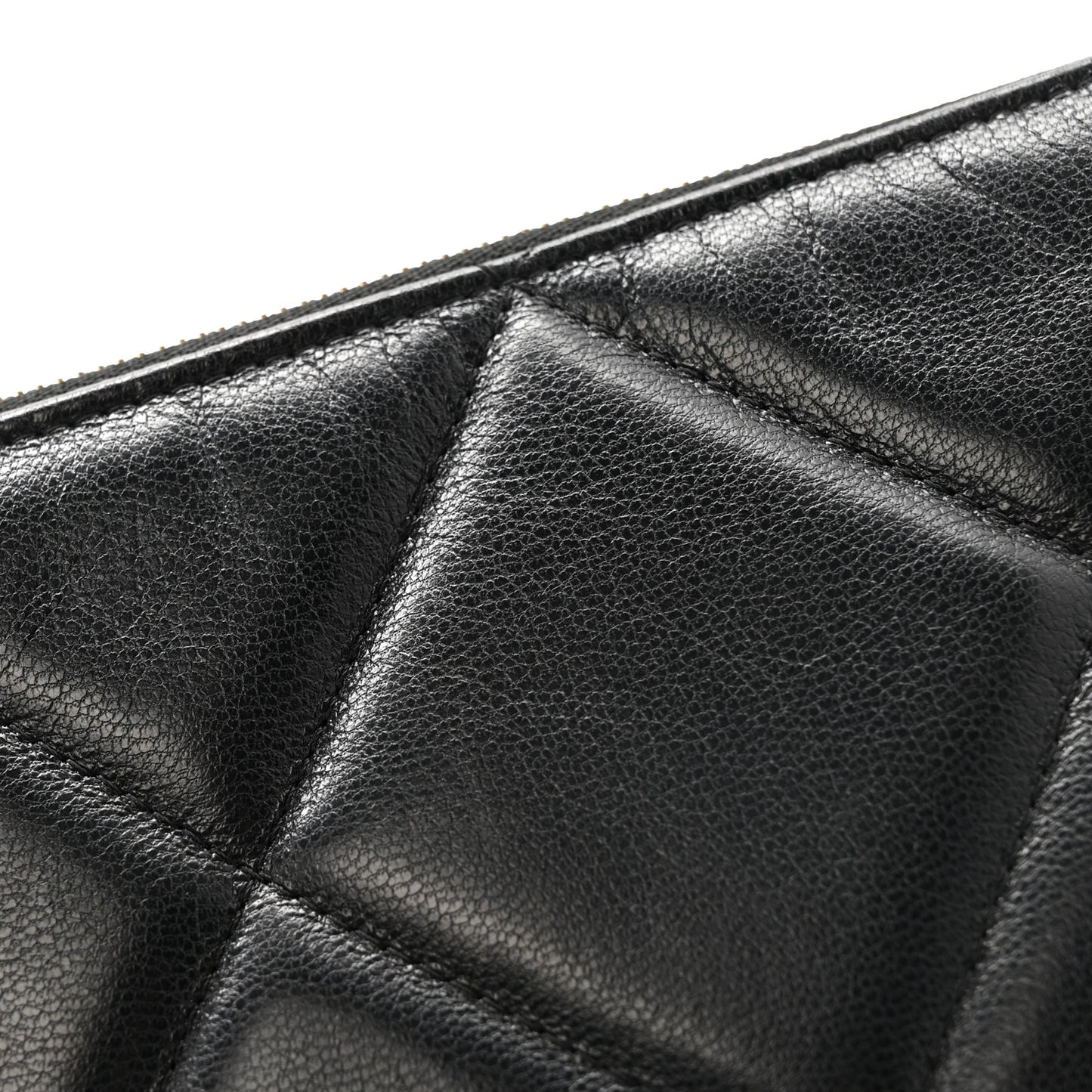 Shiny Goatskin Quilted Small Chanel 19 Pouch Black